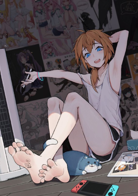 Authors: Unknown, lan mao akko, 蓝猫AkkoFrom: originalCharacters: ansel (arknights), ansel (casual vacation) (arknights), crimvael, gabriel tenma white, keqing (genshin impact)