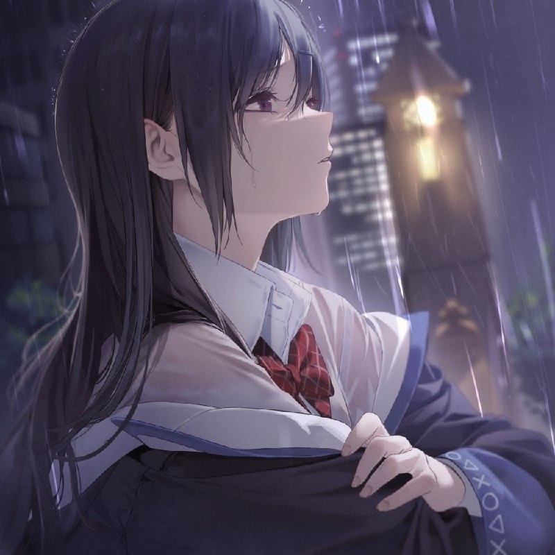 A: #sola_syuE: #School_Uniform #City #Night #Rain S: Twitter