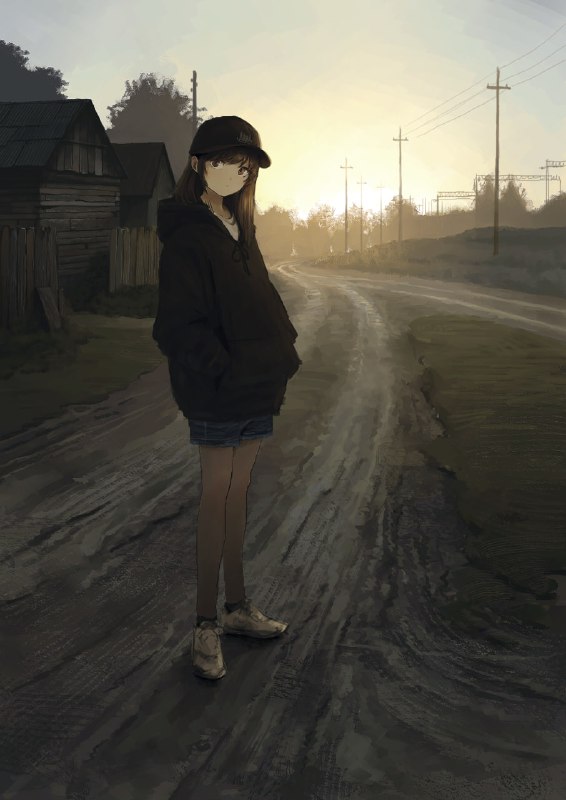 A: #PANPE: #Countryside #Wires #EveningS: Pixiv